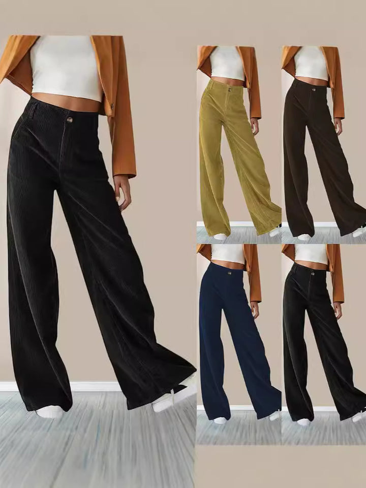 Dame Elegant, bred Chino-buks med praktiske lommer og høj talje Stilla