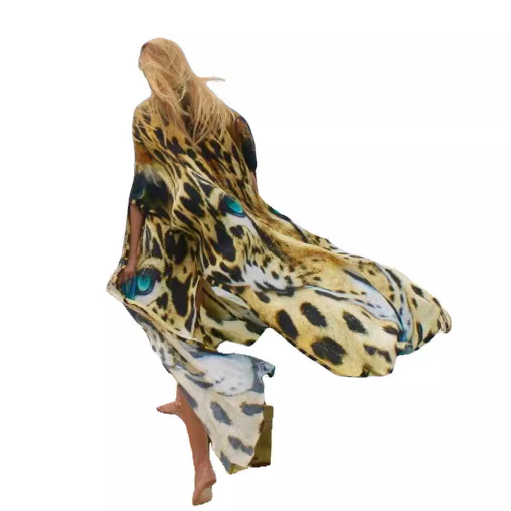 Dame Sommerlig Kaftan med elegant dyremotiv og luftig pasform Stilla