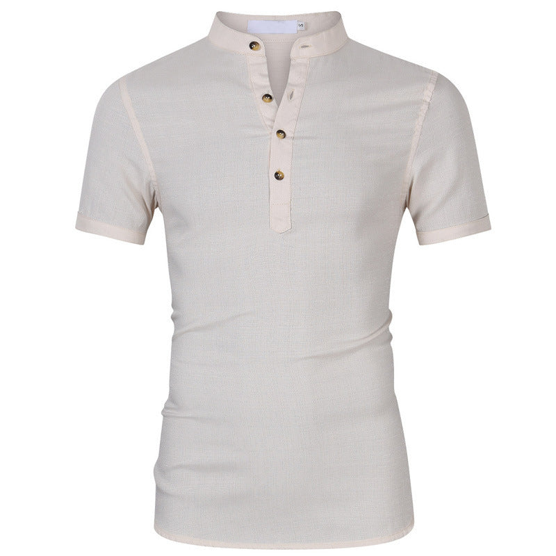 Herrer Korte ærmer Henley-shirt med elegant knapdesign og moderne ståkrave Stilla