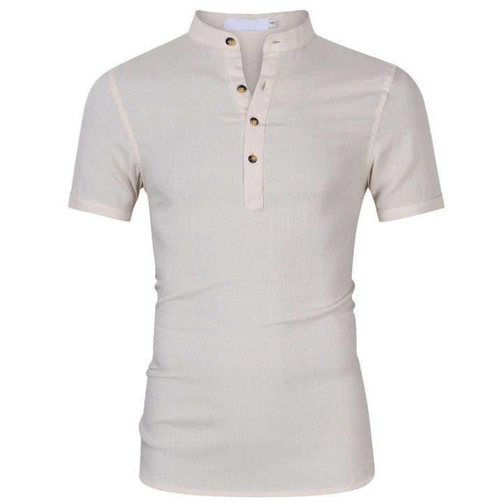 Herrer Korte ærmer Henley-shirt med elegant knapdesign og moderne ståkrave Stilla