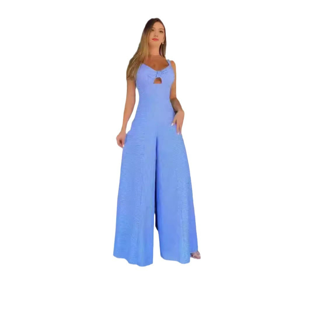 Dame Elegant Jumpsuit med dekorativ slids og bredt ben Skovae