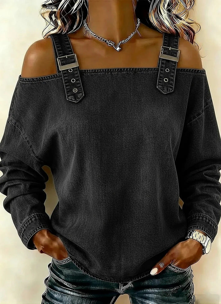 Dame casual sweatshirt med dekorative skulderdetaljer Skovae