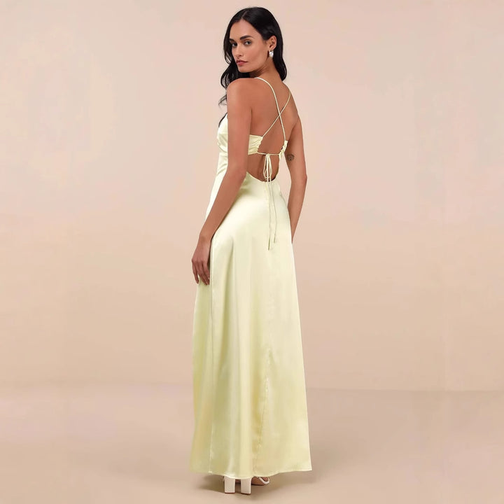 Dame Elegant Maxikjole med asymmetrisk kant og modisk split Stilla
