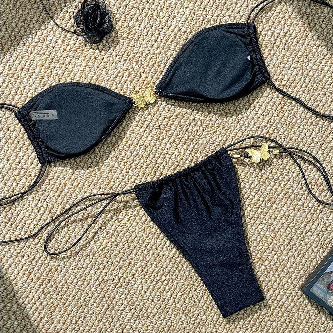 Dame skinnende Triangel Bikini Sæt Stilla 1750840055