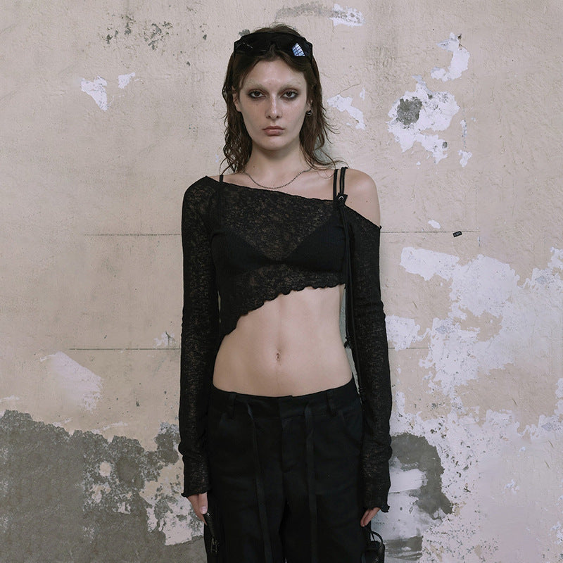 Dame kreativ overdel med asymmetrisk snit og off-shoulder design Stilla