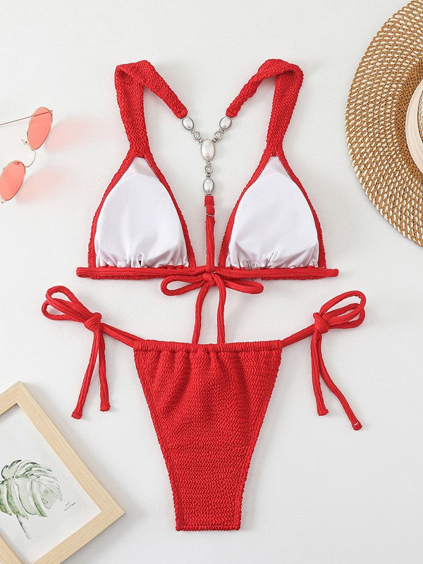 Dame Hæklet Tie-Front Bikini Sæt Stilla