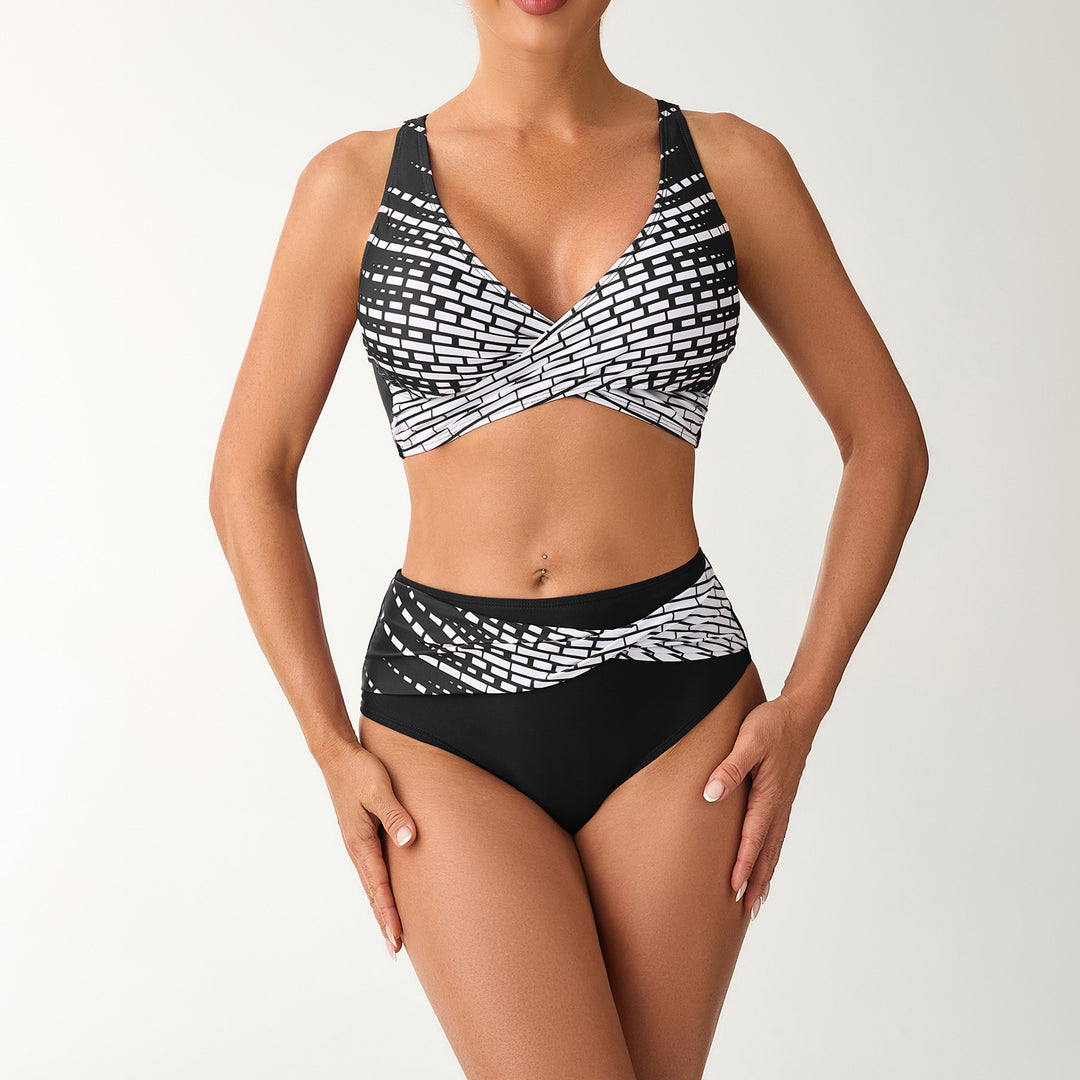 Dame bikini-sæt med moderigtigt indpakningsdesign og høj talje Stilla