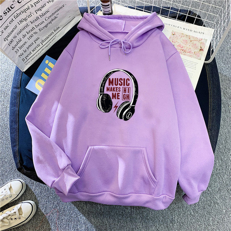 Kvinders hoodie med kreativ musikdesign Skovae