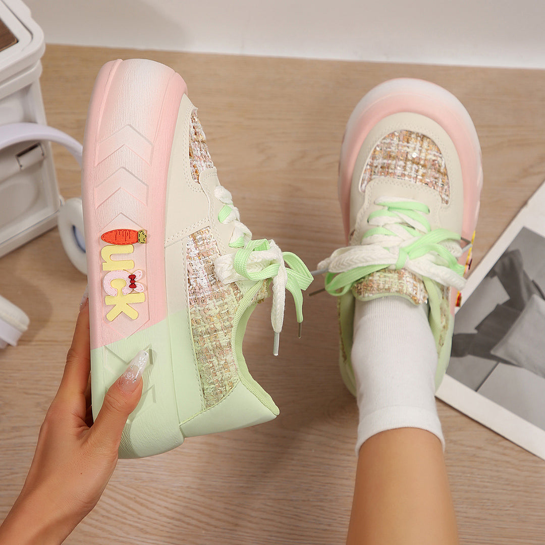 Dame plateausneakers med unik tekstilmix og trendy logo-detajle Stilla