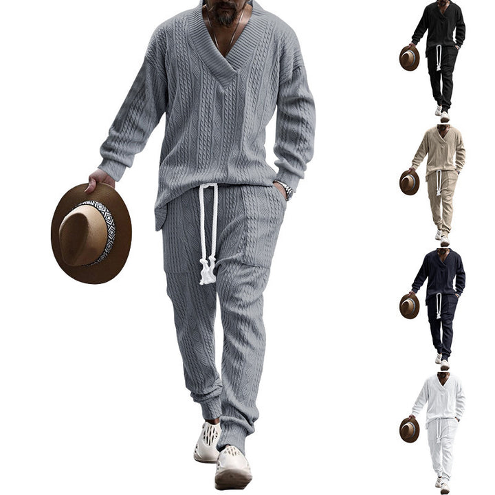 Herrer Strik Pullover og Joggingbukser Sæt Stilla