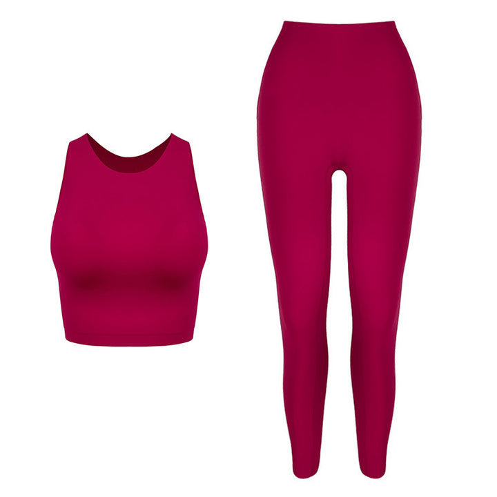 Dame sporty sæt i elastisk materiale med højtaljede leggings og tanktop Stilla