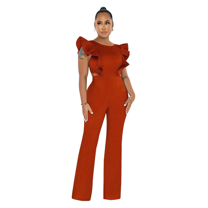 Dame elegant jumpsuit med ruffle detaljer og tætsiddende snit Stilla