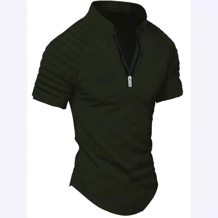 Herre Sporty Kortærmet T-Shirt med struktureret Lynlås Stilla