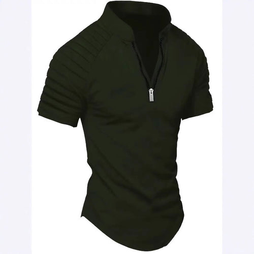 Herre Sporty Kortærmet T-Shirt med struktureret Lynlås Stilla