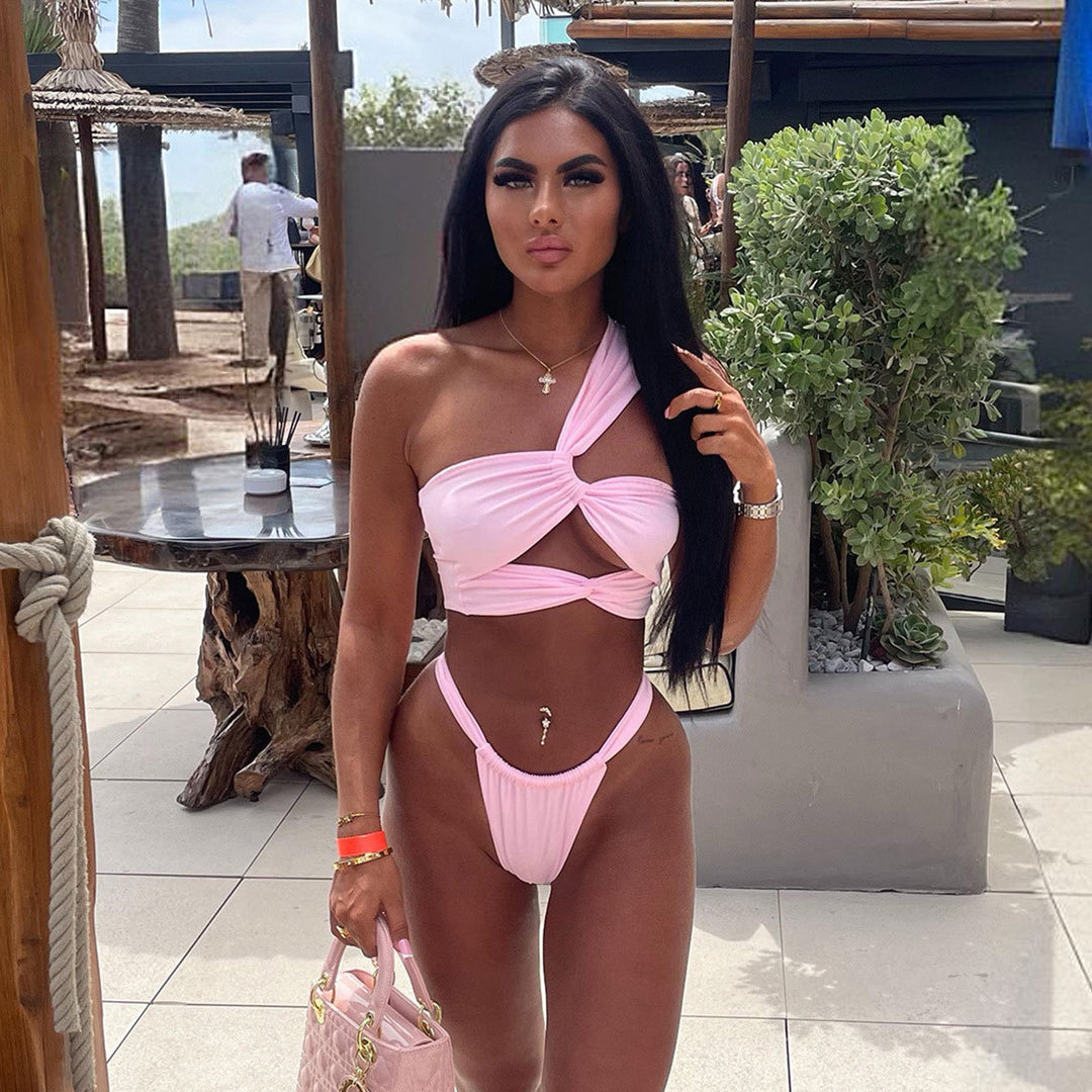 Dame bikini-sæt med elegant indpakningsskørt og moderigtigt bustier-top Stilla