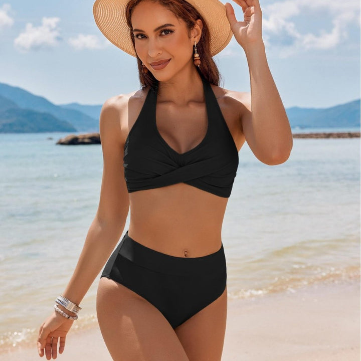Dame Højskåret Bikini med krydset top Skovae