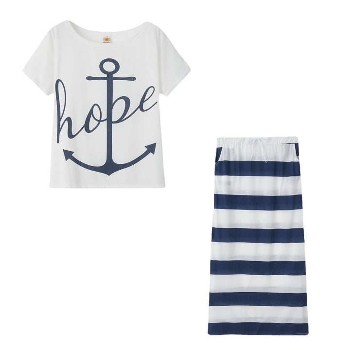 Dame Fritids Off-Shoulder Kjole med Stribet Design Stilla