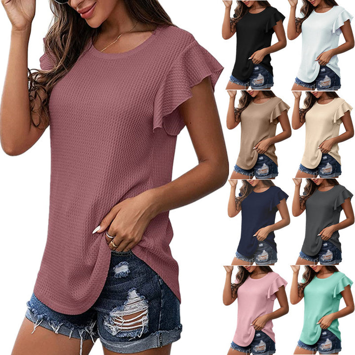 Damer Casual T-Shirt med ruffles detaljer lavet af kvalitets vaffelstof Stilla