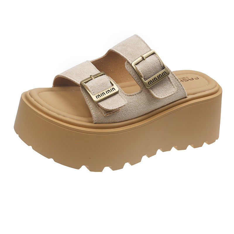 Dame platform-sandaler med dobbelt stropdesign og skridsikker sål Stilla
