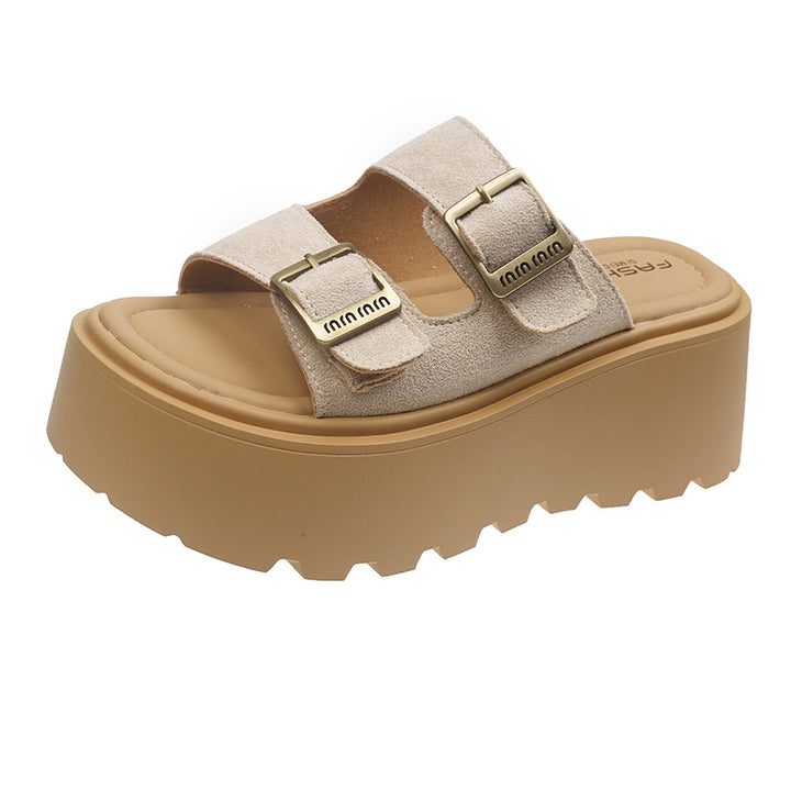 Dame platform-sandaler med dobbelt stropdesign og skridsikker sål Stilla