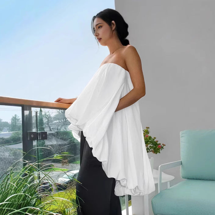 Dame Off-Shoulder Top med voluminøst Rüsche-design Stilla