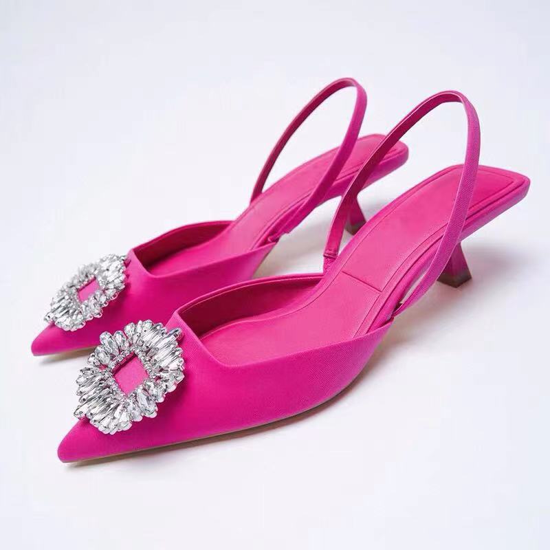 Dame Slingback-pantoletten med Funklende Smykke-detalje og Elegant Design Skovae