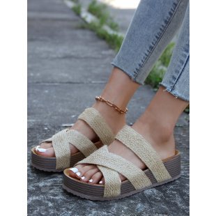 Dame Wedge-sandaler med flettet remdesign og skridsikker sål Stilla