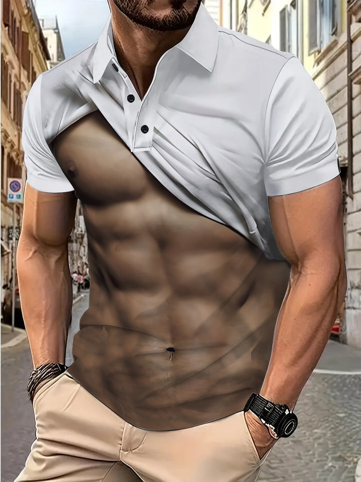 Herre polo T-shirt med kreativ muskelprint Stilla