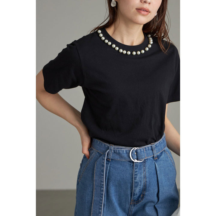 Dame Elegant Perleaccentueret Fritidsbluse Stilla