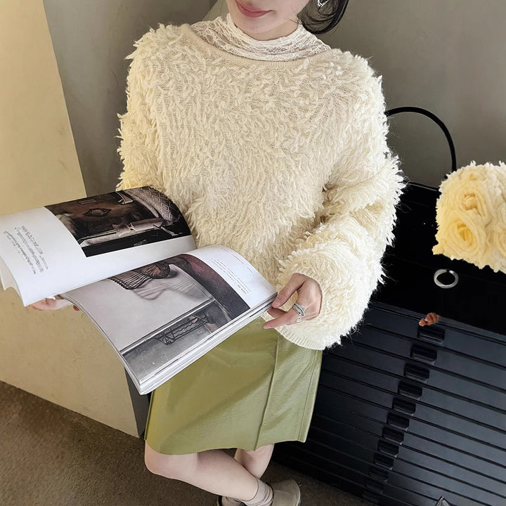 Dame Fuzzy Pullover med oversize snit Stilla