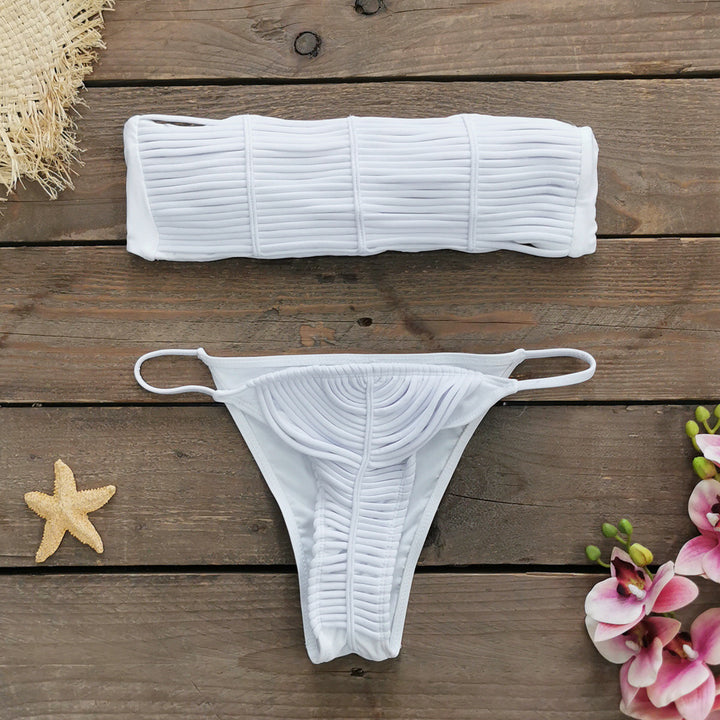 Dame Bikini-sæt med raffineret flæse-design og høj talje Stilla