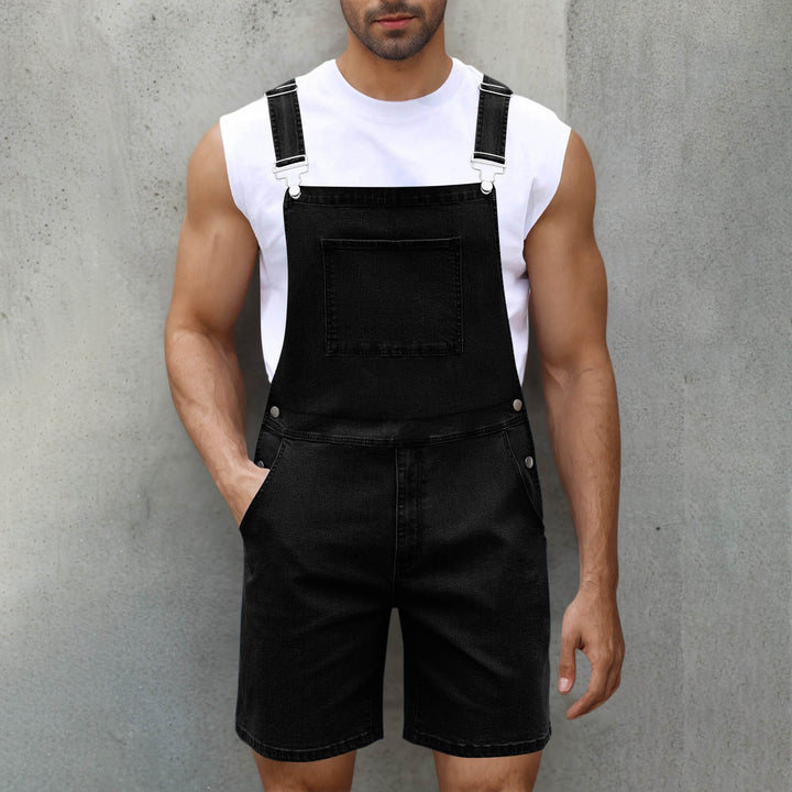Herrer Denim-Latzshorts med moderne lommer og justerbare stropper Skovae