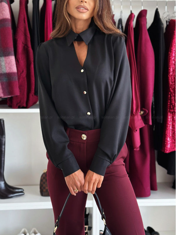 Dame elegant bluse med særlige knapdetaljer Stilla