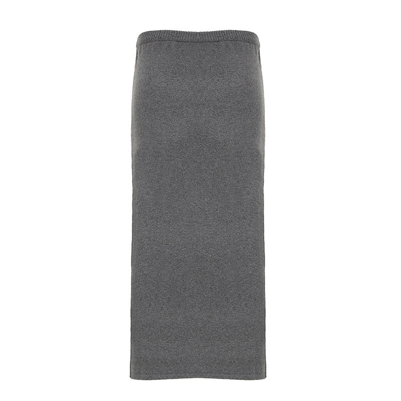 Damen eleganter, figurbetonter Midi-Rock aus hochwertiger Wollmischung Skovae