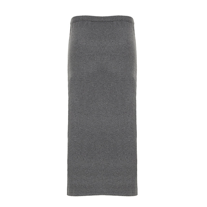 Damen eleganter, figurbetonter Midi-Rock aus hochwertiger Wollmischung Skovae