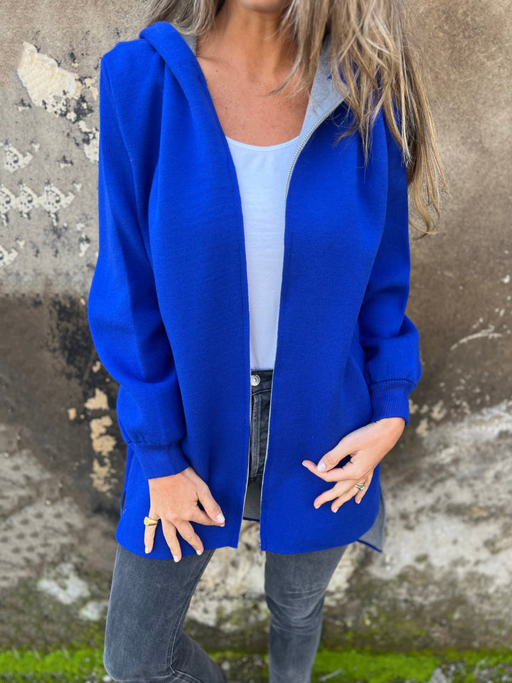 Stilla | Hoodie Relaxed Fit Lynlås Mellemlang med Lommer