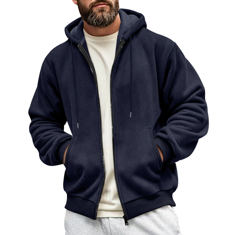 Herren fleece-hoodie med praktisk lynlås og åndbar struktur Stilla