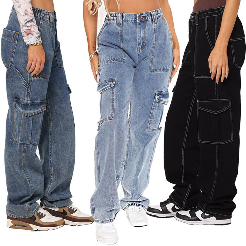 Dame Cargo-Jeans i afslappet vintage-stil Stilla