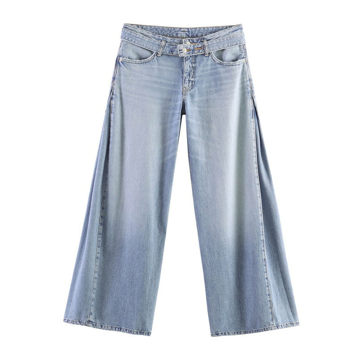 Dame Bred Jeansbukser i afslappet snit med sidelange splitter Skovae