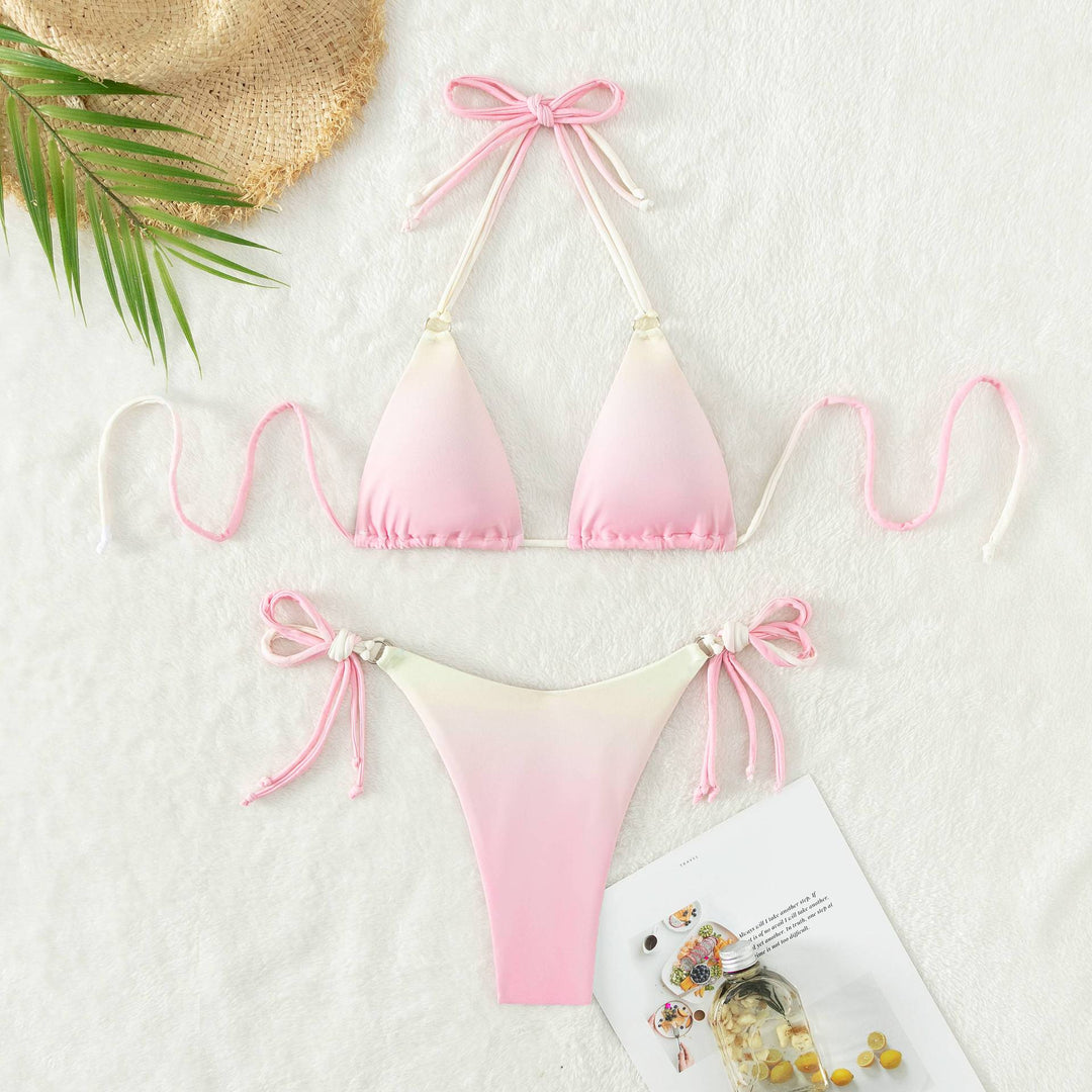 Dame triangel-bikini med individuelt justerbart bindesystem og moderigtig farveovergang Skovae