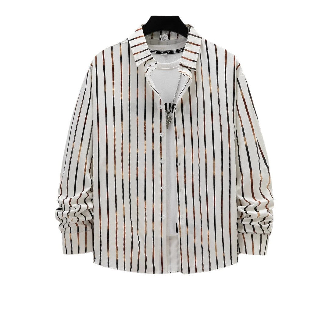 Herrer Stilfuld Slim-Fit Stribet Button-Up Skjorte Stilla