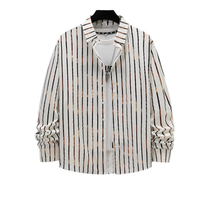 Herrer Stilfuld Slim-Fit Stribet Button-Up Skjorte Stilla