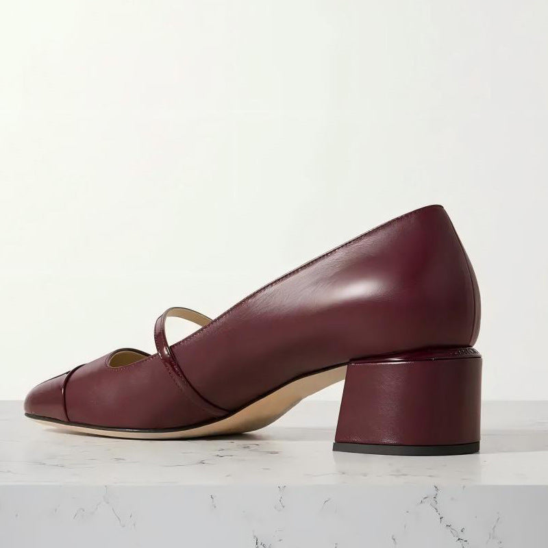 Femme Elegante Blokhæl Mary Jane Sko Stilla