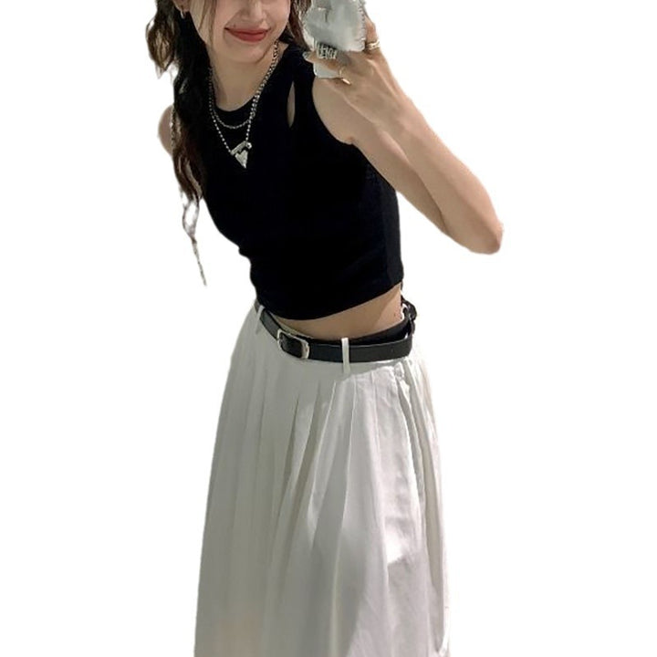Kvindernes crop top med elastisk talje og asymmetrisk halsudskæring Skovae