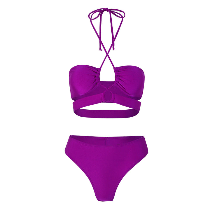 Dame bikini sæt med dekorerede stropper og høj skæring Stilla