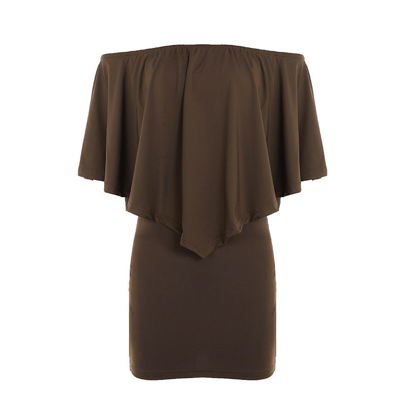 Damen Off-Shoulder Kleid mit fließendem Schnitt und voluminösen Ärmeln Skovae