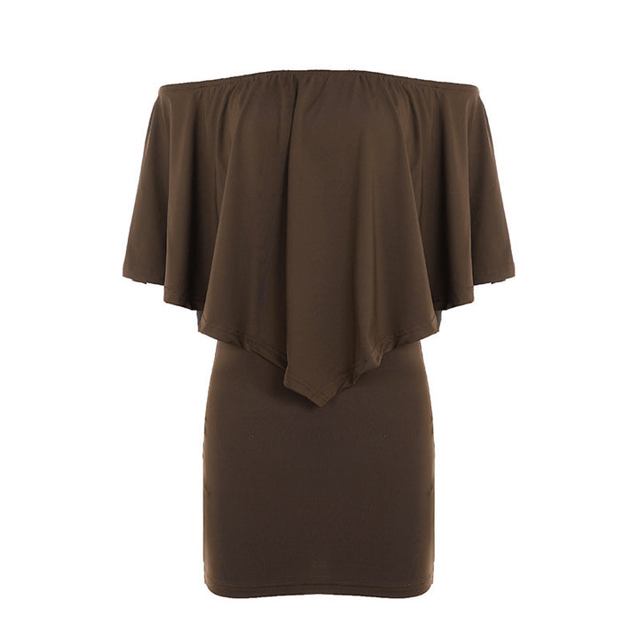 Damen Off-Shoulder Kleid mit fließendem Schnitt und voluminösen Ärmeln Skovae