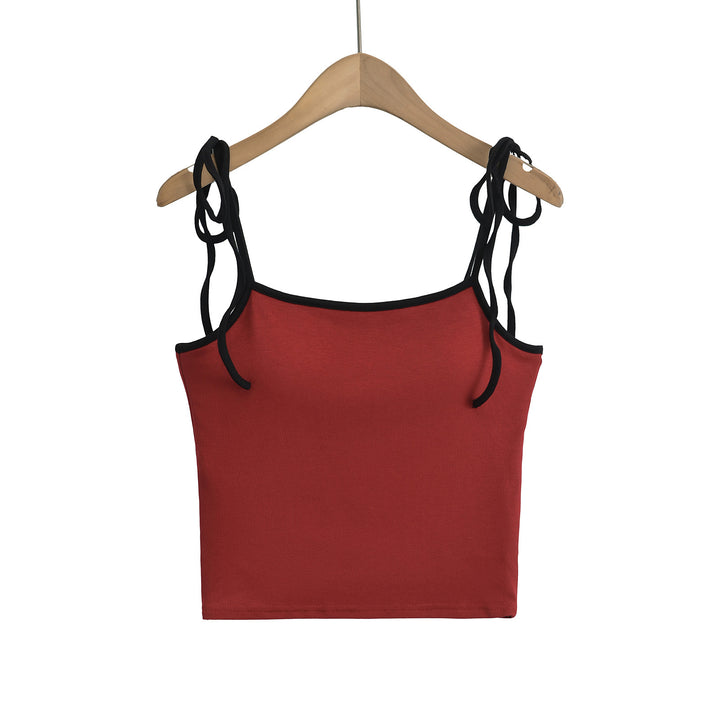 Dame Kortærmet Crop-Top med bindebånd Stilla