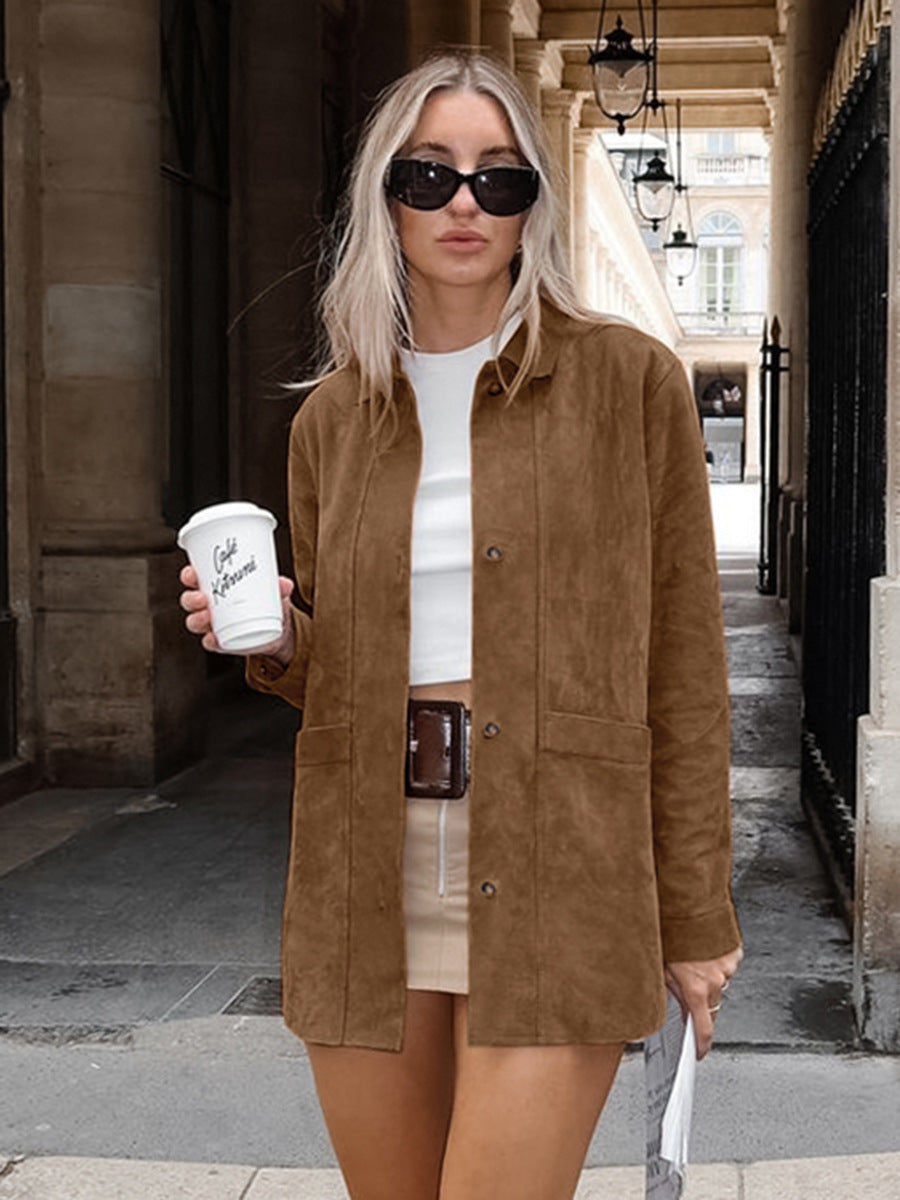 Dame Suede Overshirt i flot Casual-stil Stilla
