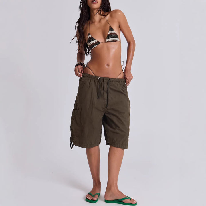 Dame afslappede korte Cargo-shorts med justerbar talje og praktiske lommer Skovae